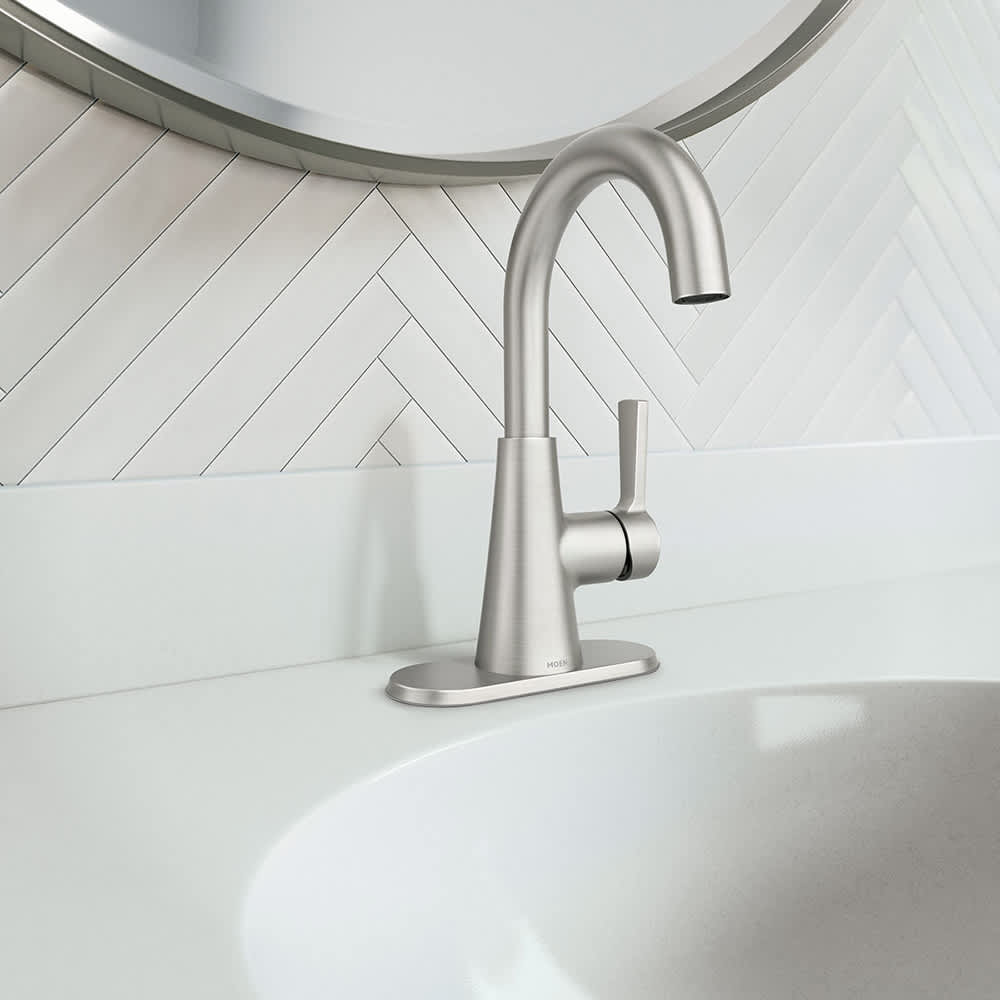 Robinet de lavabo 1 poignée Mikah Moen nickel brossé