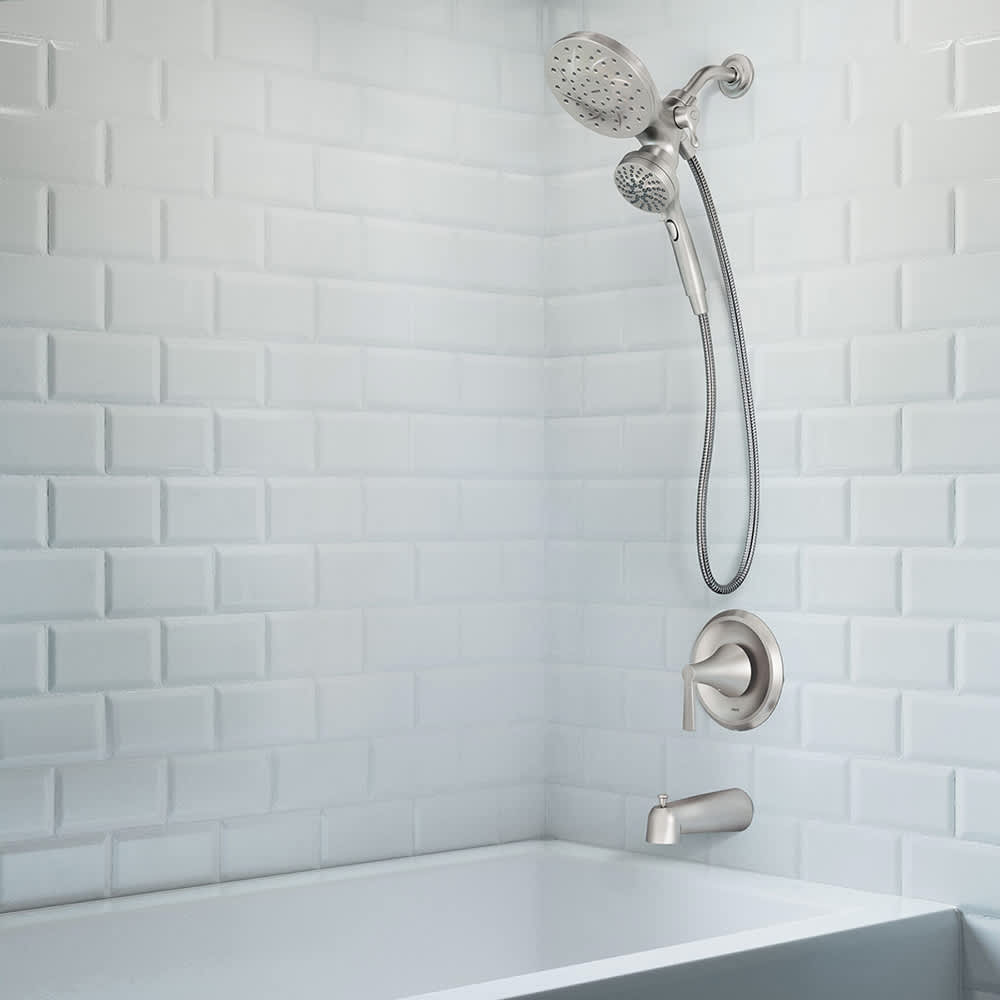 Robinet de baignoire-douche avec douchette 1 poignée Mikah Moen nickel brossé