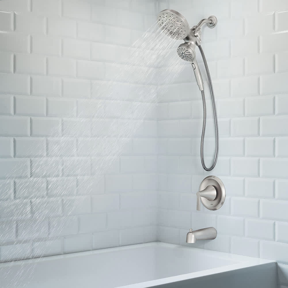 Robinet de baignoire-douche avec douchette 1 poignée Mikah Moen nickel brossé