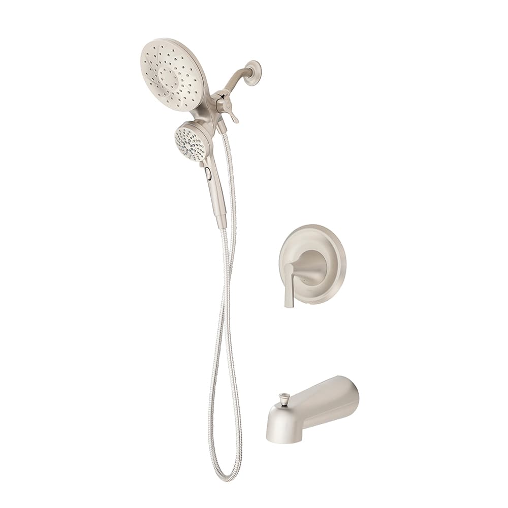 Robinet de baignoire-douche avec douchette 1 poignée Mikah Moen nickel brossé