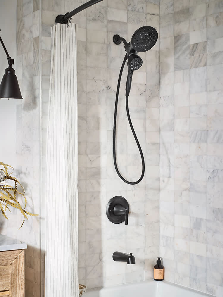 Robinet de baignoire-douche avec douchette 1 poignée Mikah Moen noir