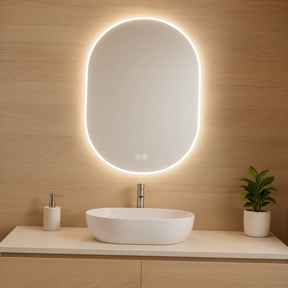 Miroir ovale lumineux à DEL 23&nbsp;13/16&nbsp;po&nbsp;x&nbsp;32&nbsp;7/8&nbsp;po TASSILI SUPRA