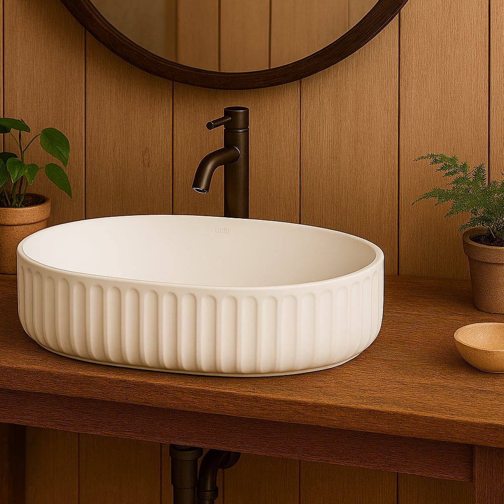 Vasque ovale en porcelaine blanche Nancya 21&nbsp;7/8&nbsp;po&nbsp;x&nbsp;14&nbsp;po TASSILI SUPRA