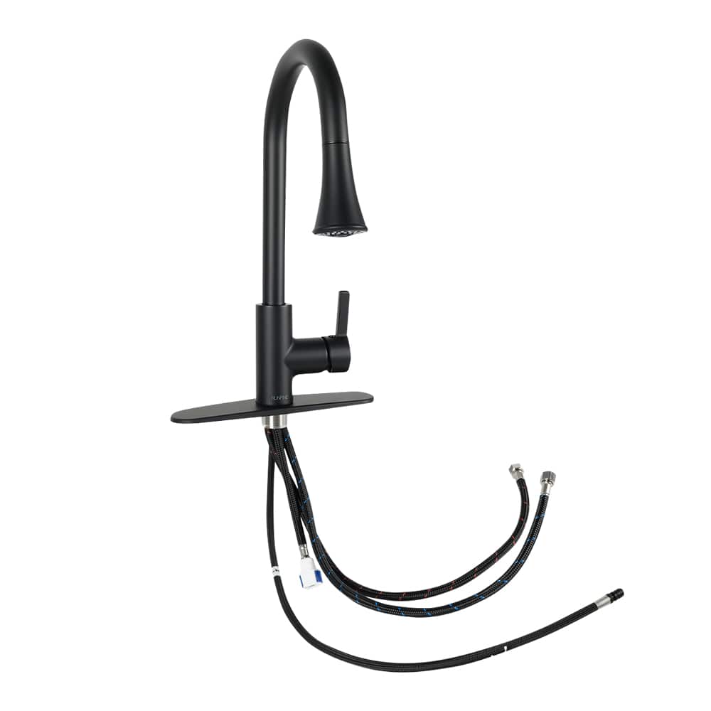 Robinet de cuisine à douchette rétractable à 1 poignée noir RUNFINE