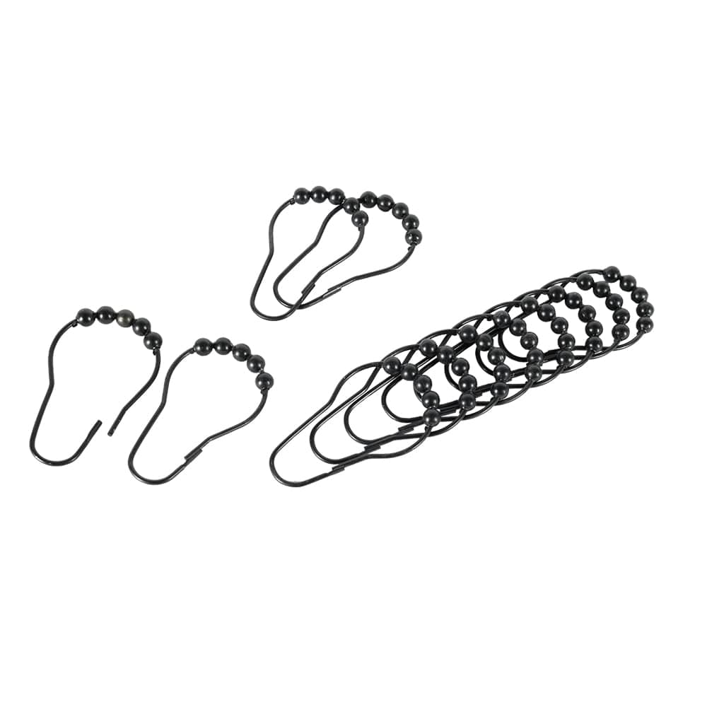 Crochets pour rideau de douche noir Pqt/12