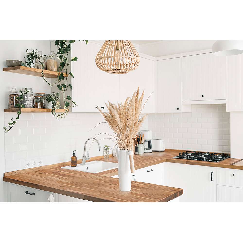 Dessus d'ilot en acacia naturel jointé 39&nbsp;po&nbsp;x 74&nbsp;po