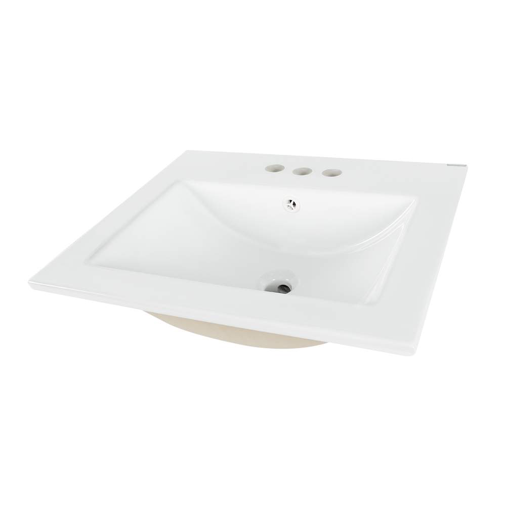 Lavabo rectangulaire en porcelaine blanche Gloria 21&nbsp;5/8&nbsp;po&nbsp;x&nbsp;17&nbsp;5/16&nbsp;po TASSILI