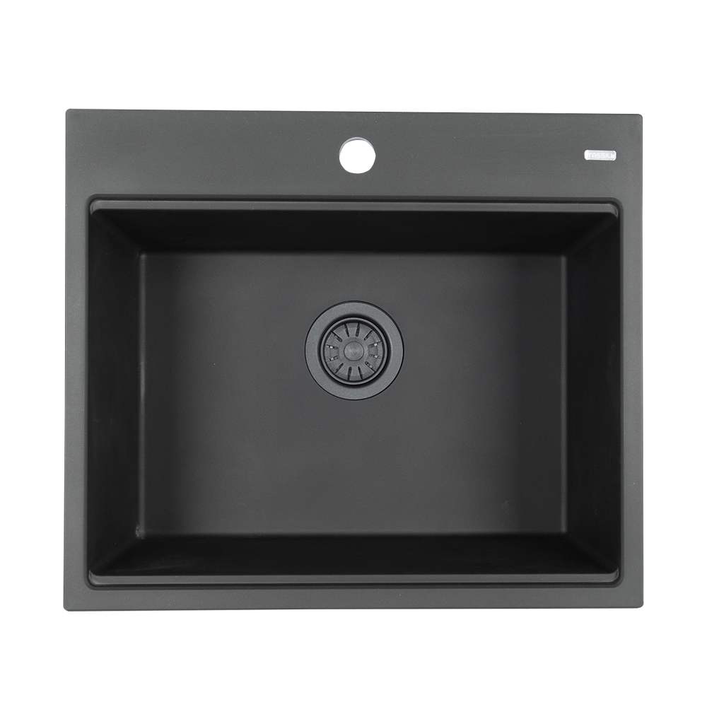 Évier de cuisine simple Volcan en granit noir 22 13/16 po x 19 11/16 po TASSILI