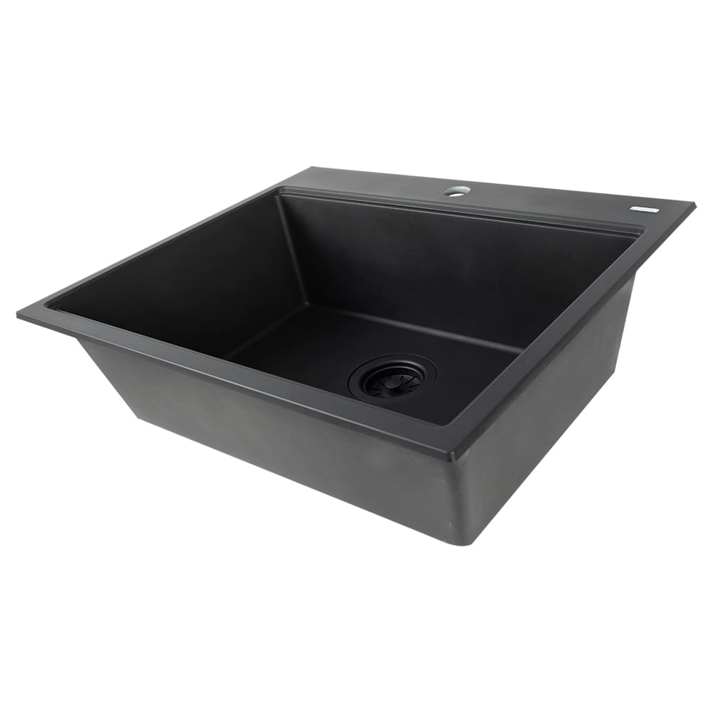 Évier de cuisine simple Volcan en granit noir 22&nbsp;13/16&nbsp;po&nbsp;x&nbsp;19&nbsp;11/16&nbsp;po TASSILI