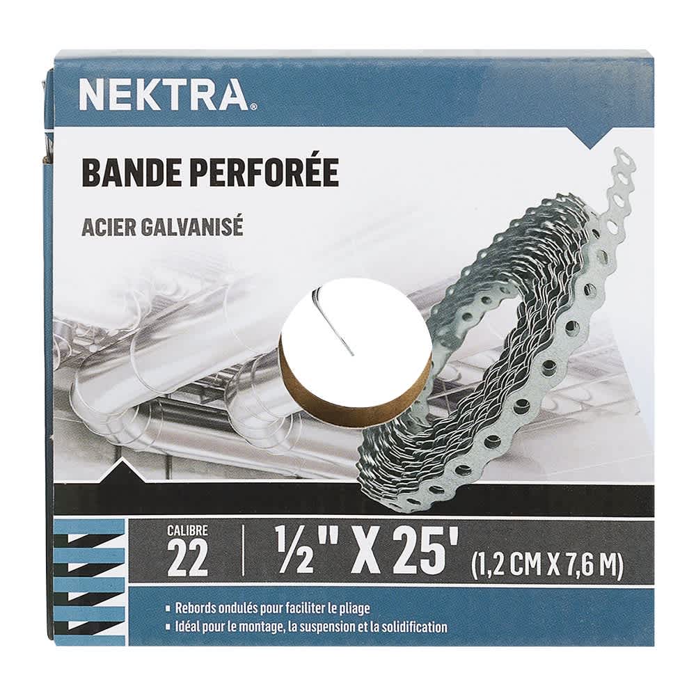 NEKTRA Perforated Strapping Galvanized Steel 1/2 in. x 25 ft.