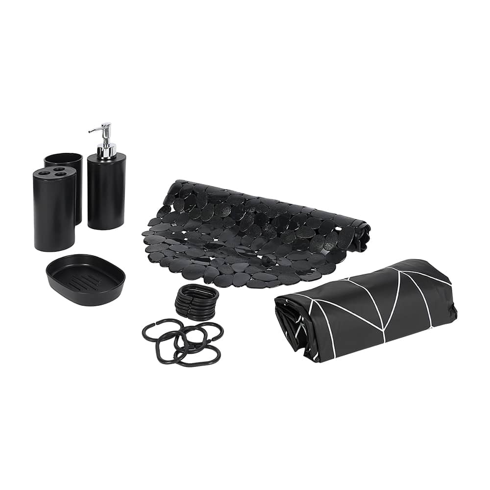 Ensemble de 7 accessoires de salle de bains noir TASSILI