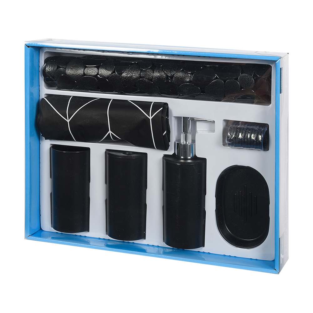 Ensemble de 7 accessoires de salle de bains noir TASSILI