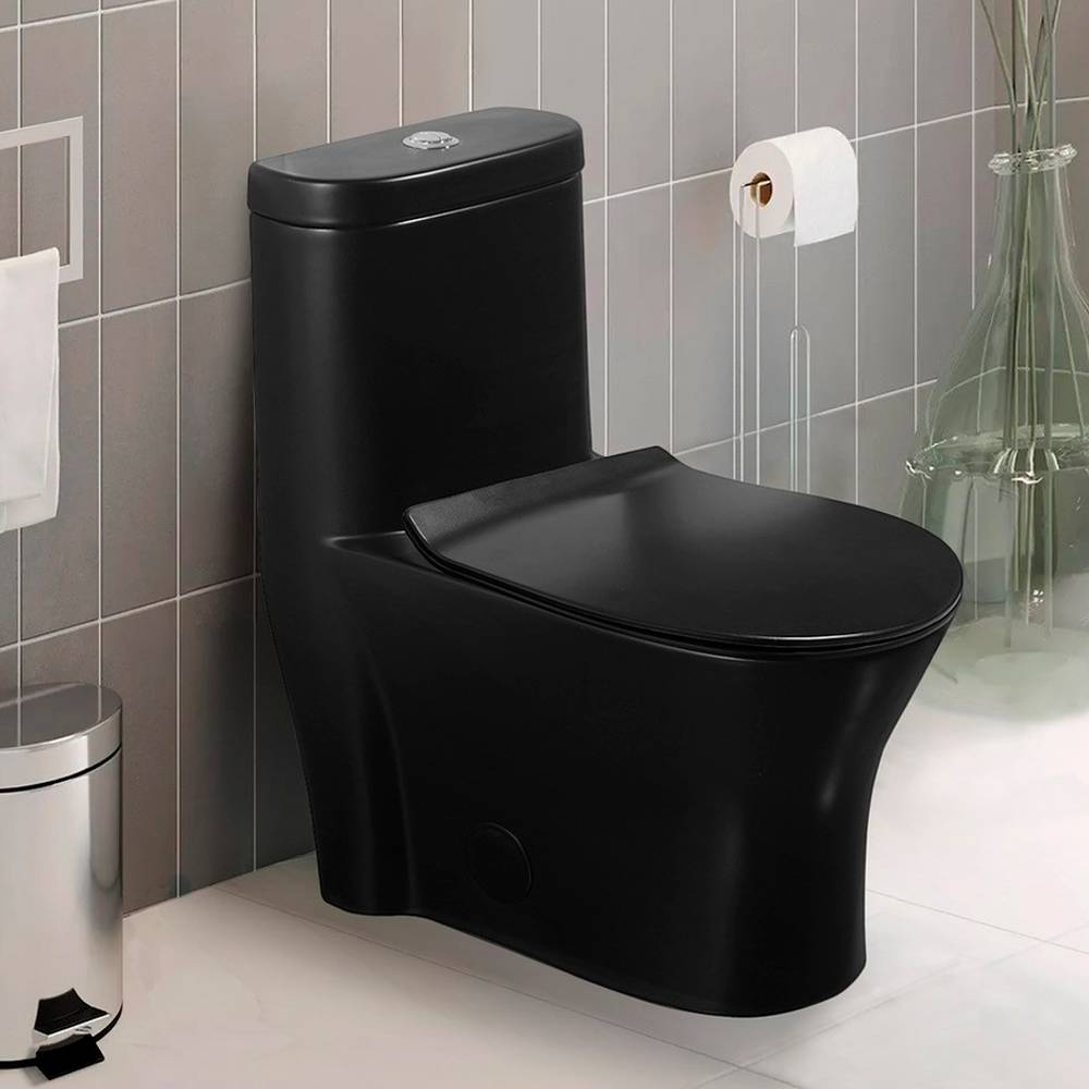 Toilette monobloc à double chasse noire Restigouche 4 L/6 L
