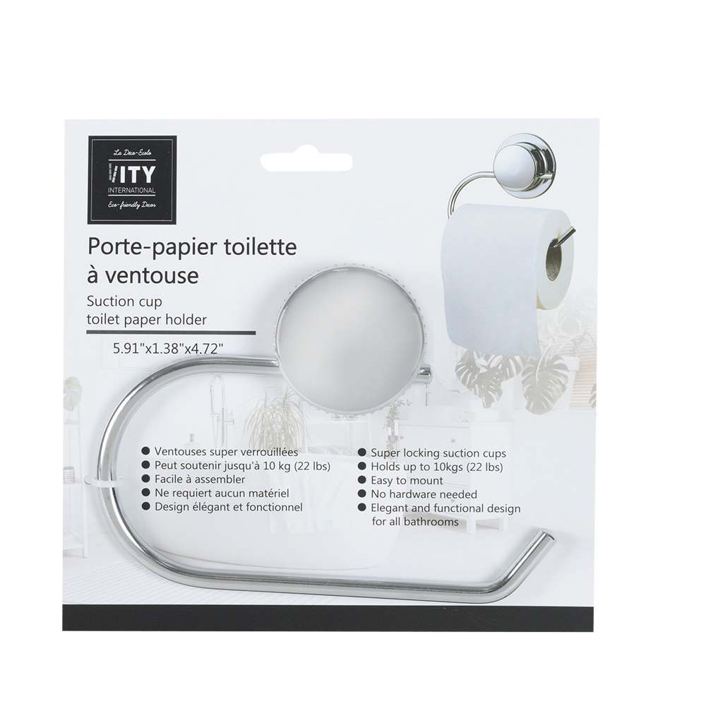 Porte-papier hygiénique à ventouse chrome