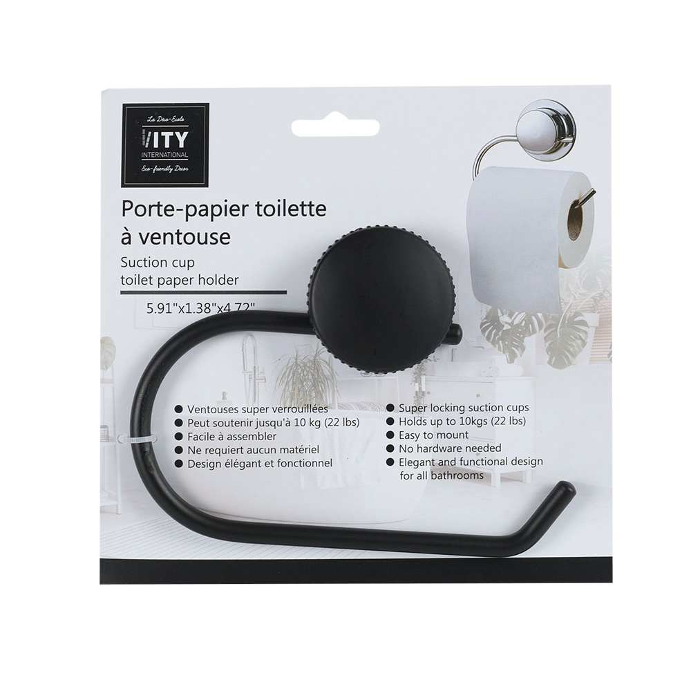 Porte-papier hygiénique à ventouse noir