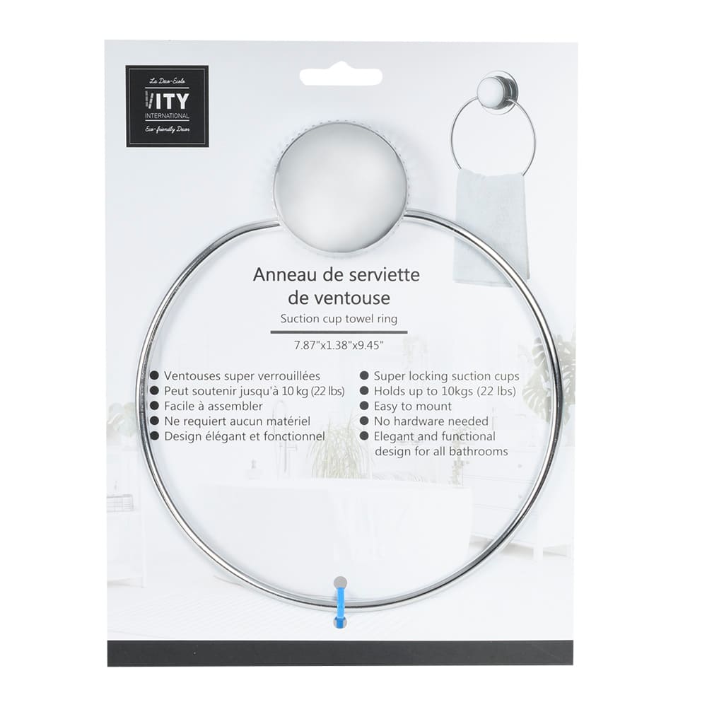 Anneau porte-serviette à ventouse chrome