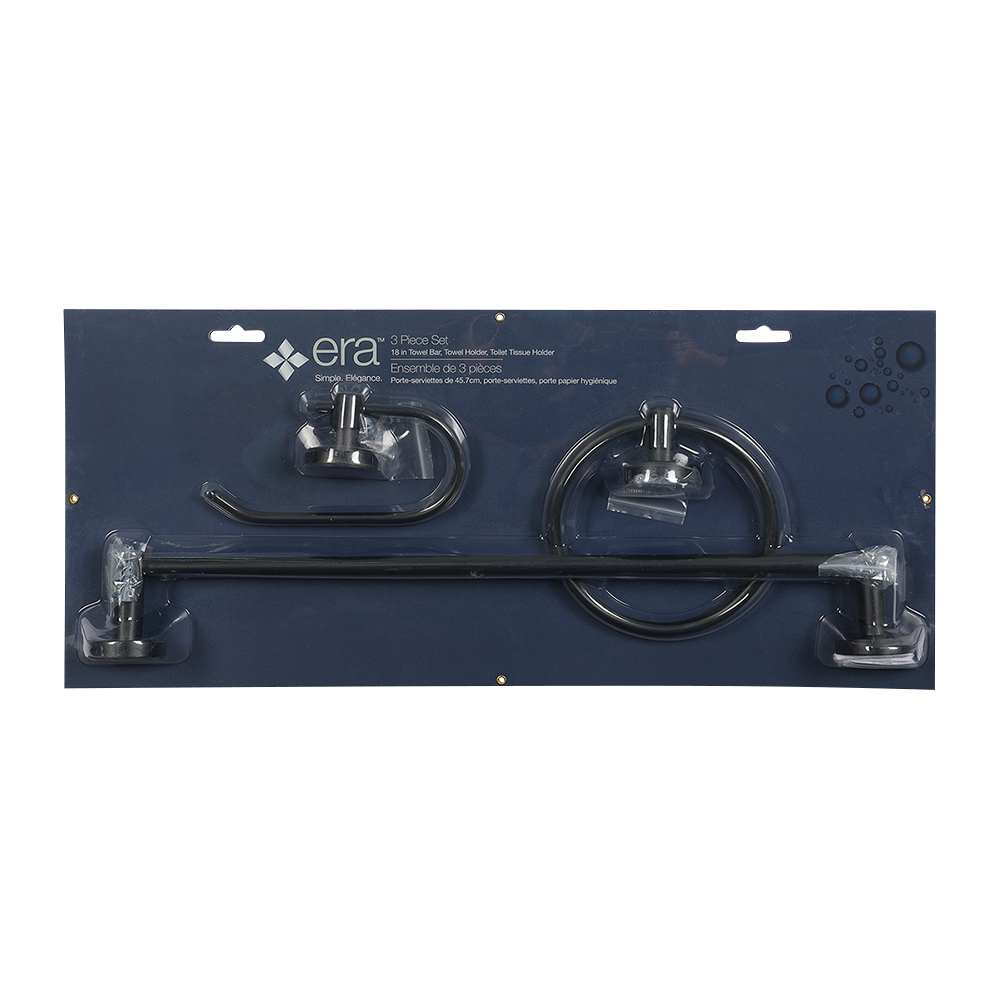 Ensemble de 3 accessoires de salle de bains noir mat