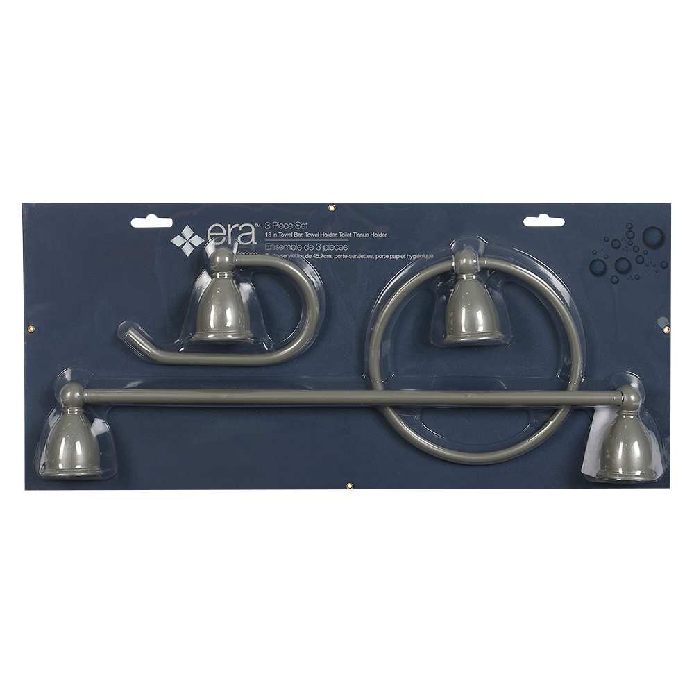 Ensemble de 3 accessoires de salle de bains nickel satiné