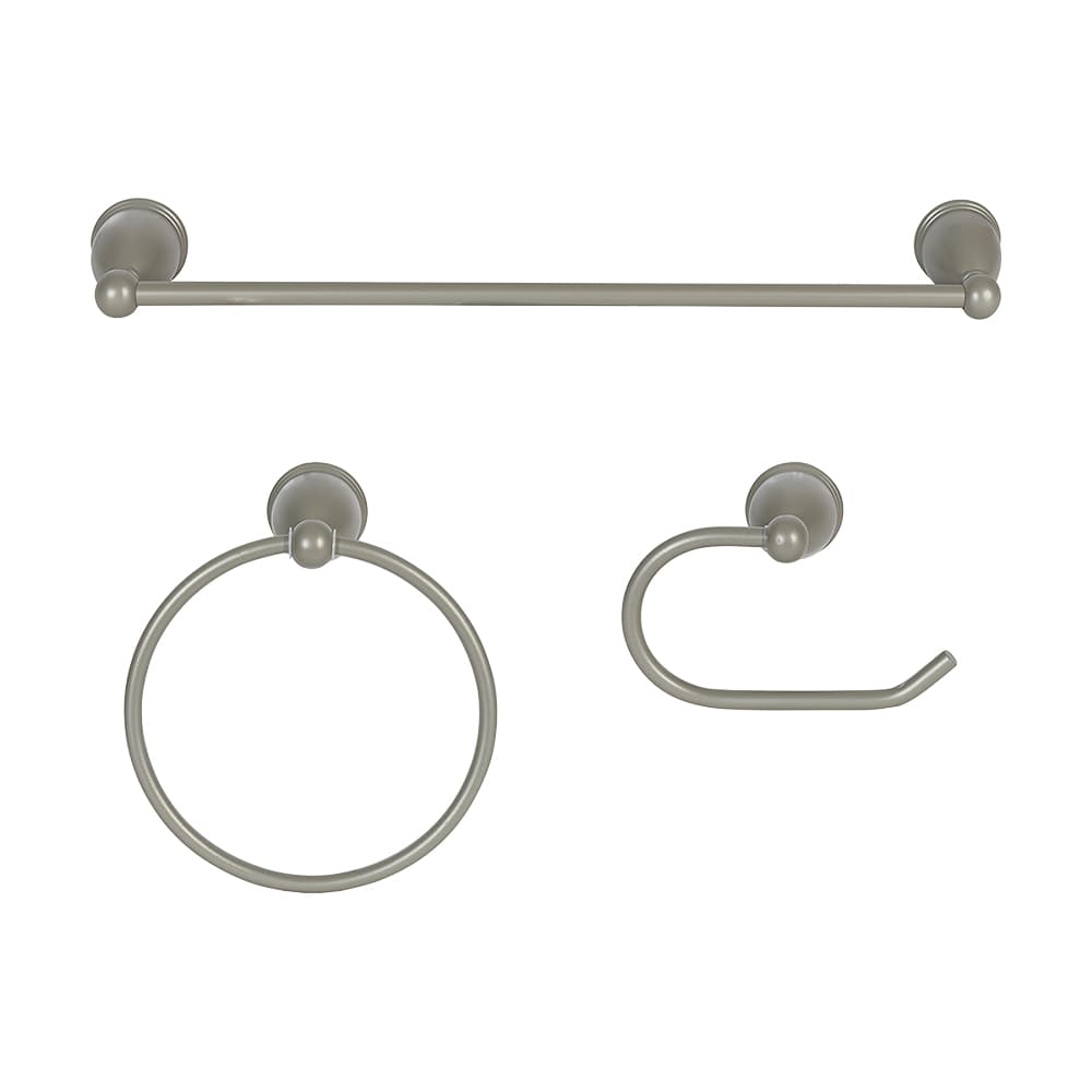 Ensemble de 3 accessoires de salle de bains nickel satiné