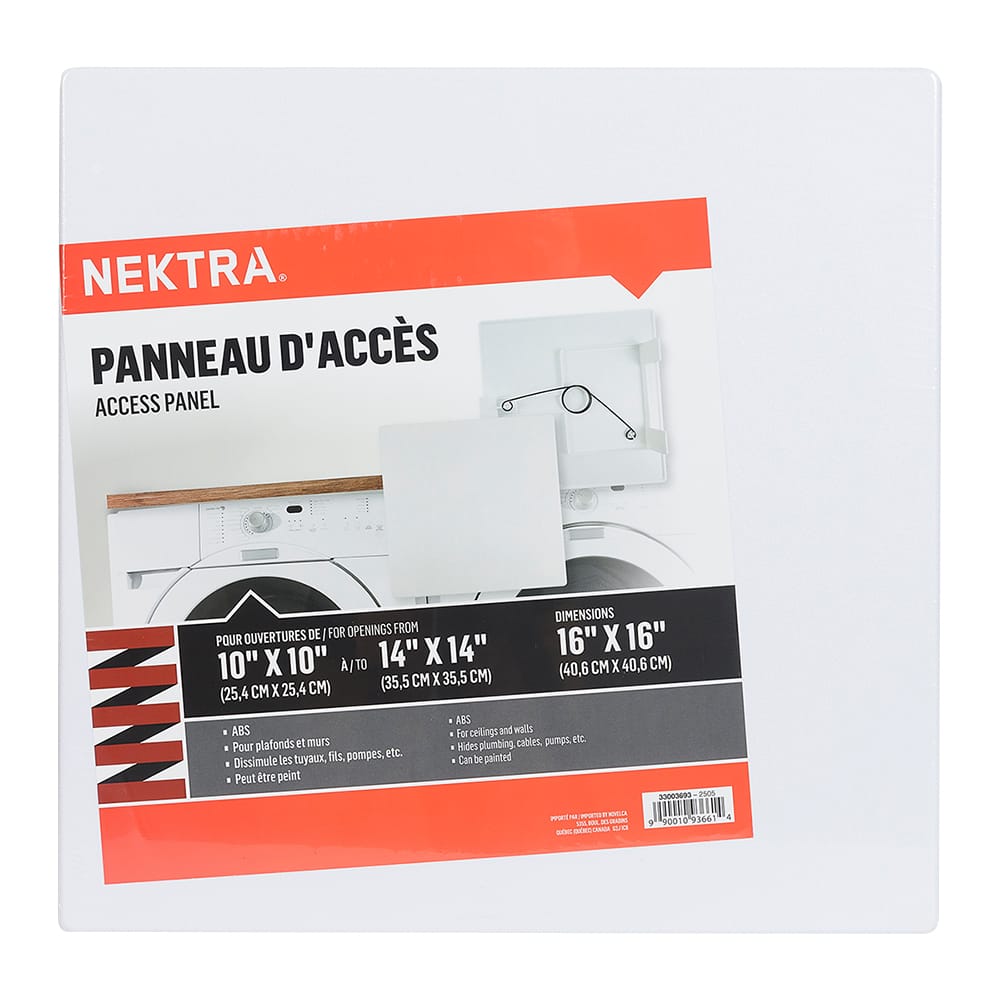 Panneau d'accès en ABS 14 po x 14 po blanc NEKTRA