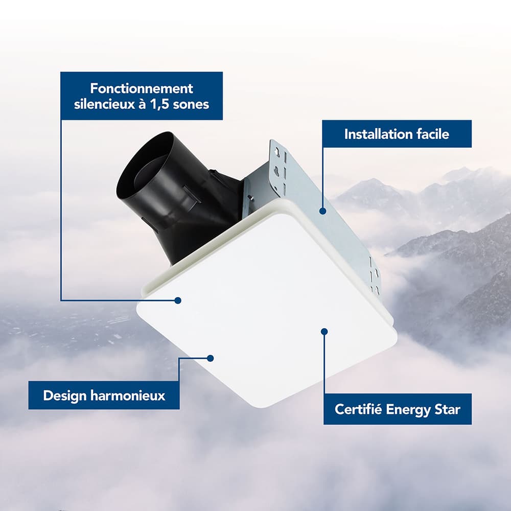 Ventilateur de salle de bains 80&nbsp;pi³/min