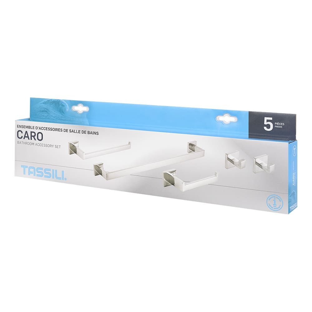 Ensemble d'accessoires de salle de bains Caro chrome TASSILI
