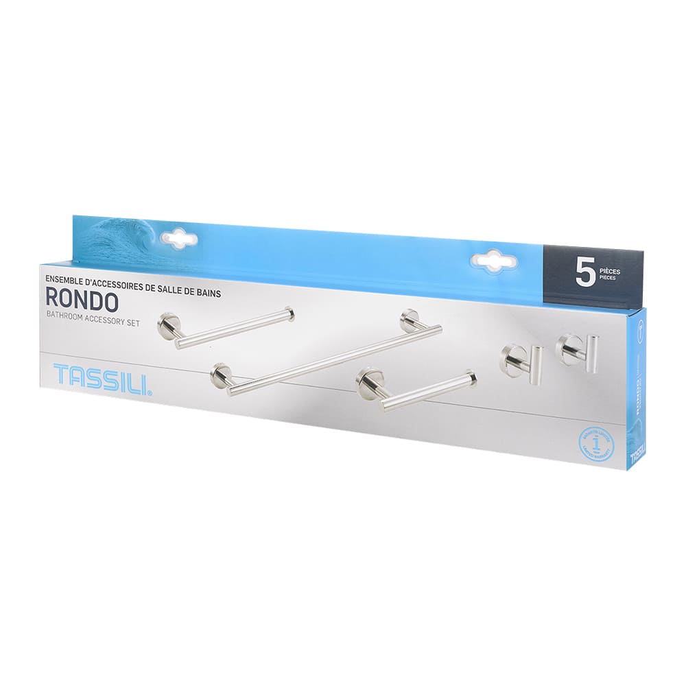 Ensemble d'accessoires de salle de bains rondo chrome TASSILI