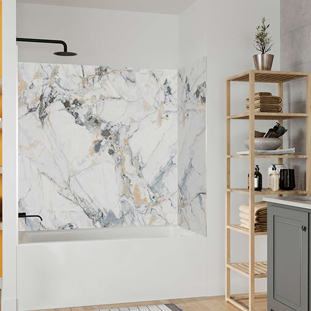 AquaMura Champagne Bathtub Wall 60 in x 32 in