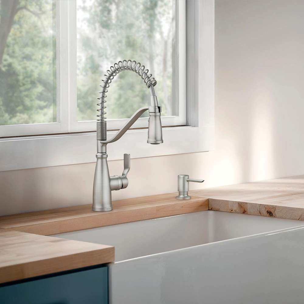 Robinet de cuisine à douchette rétractable 1 poignée Nolia acier brossé MOEN