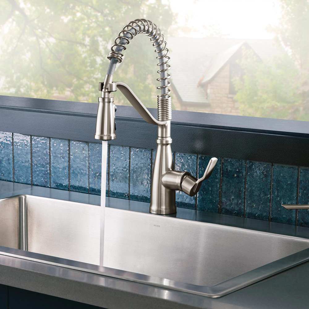 Robinet de cuisine à douchette rétractable 1 poignée Nolia acier brossé MOEN