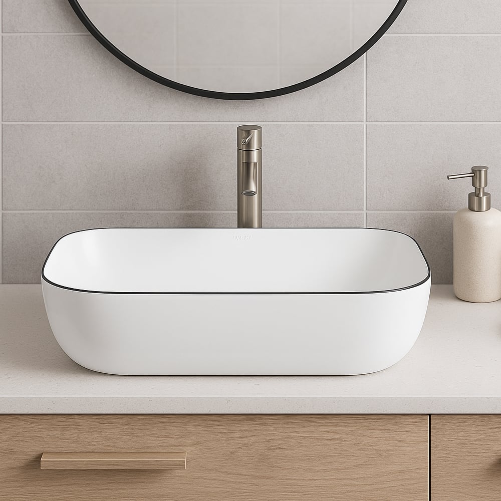 Vasque rectangulaire en porcelaine blanche Alba 18 5/16 po x 12 5/8 po TASSILI SUPRA