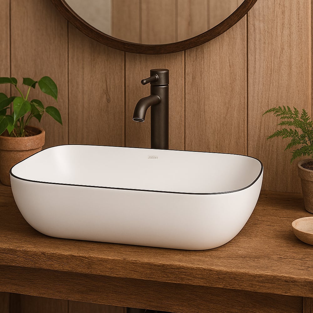 Vasque rectangulaire en porcelaine blanche Alba 18 5/16 po x 12 5/8 po TASSILI SUPRA