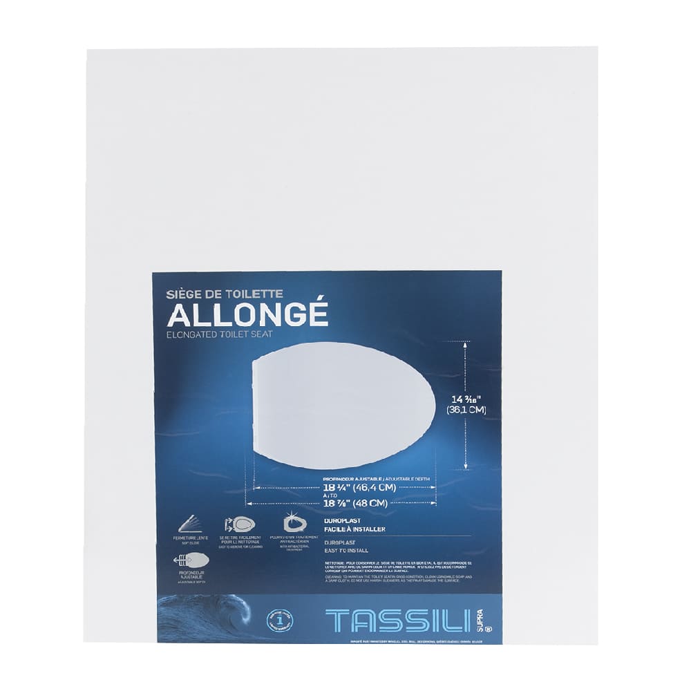 Siège de toilette allongé Duroplast blanc TASSILI ULTRA