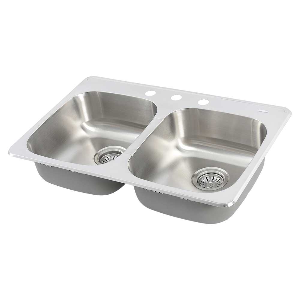 Évier de cuisine double Zana en acier inoxydable&nbsp;31&nbsp;5/16&nbsp;po x 20&nbsp;9/16&nbsp;po TASSILI