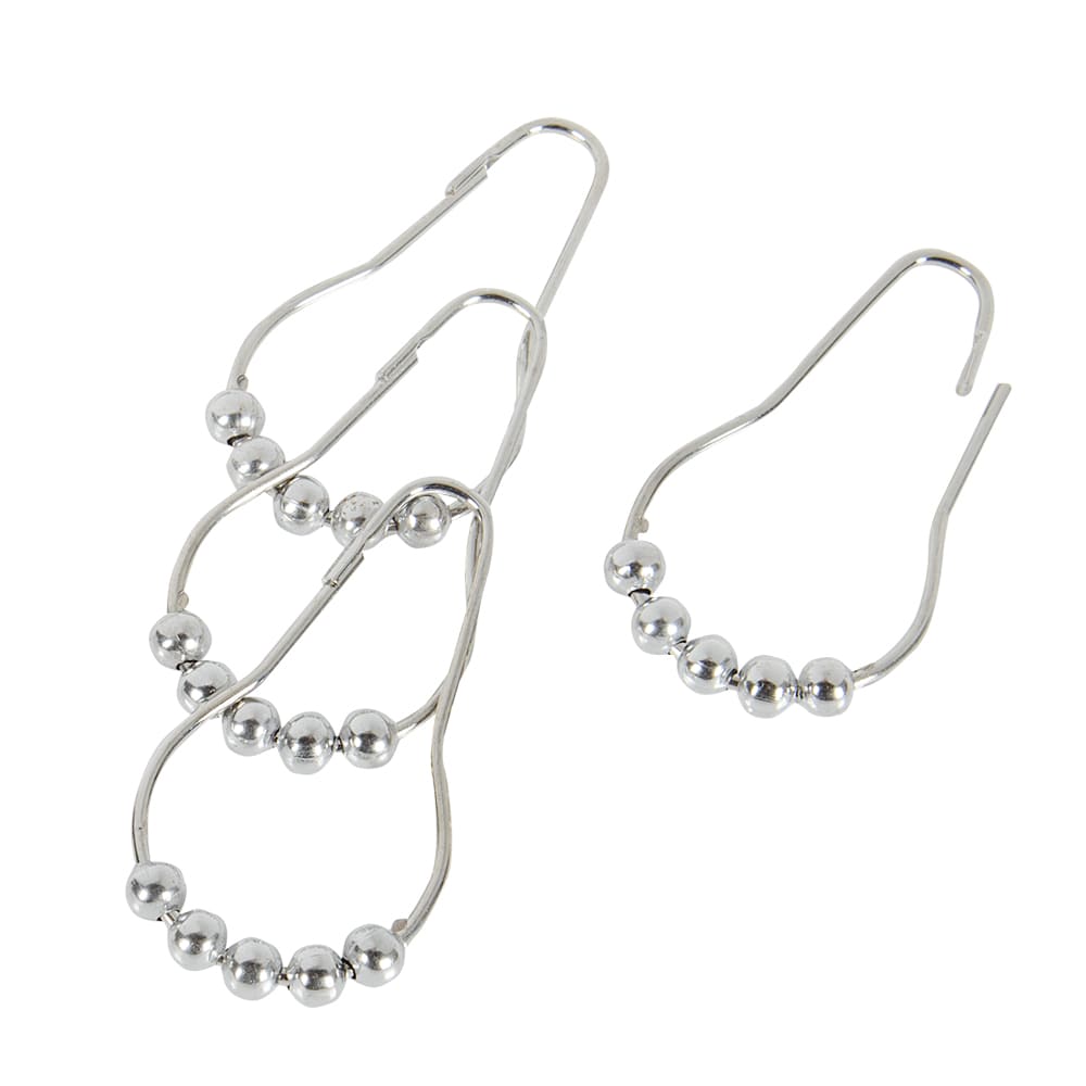 Ball Bearing Shower Curtain Hooks Chrome Pkg/12