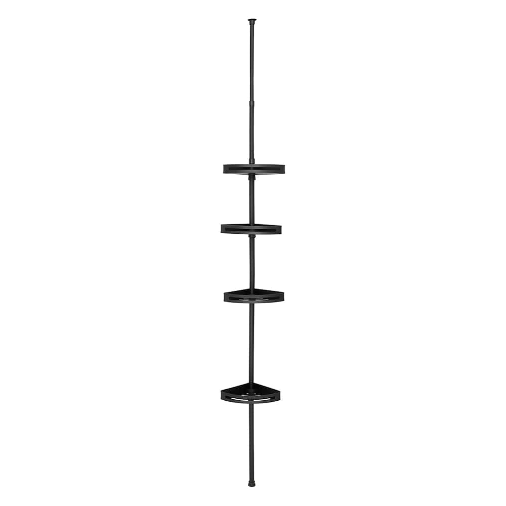 TASSILI Adjustable Shower Storage Tower Black