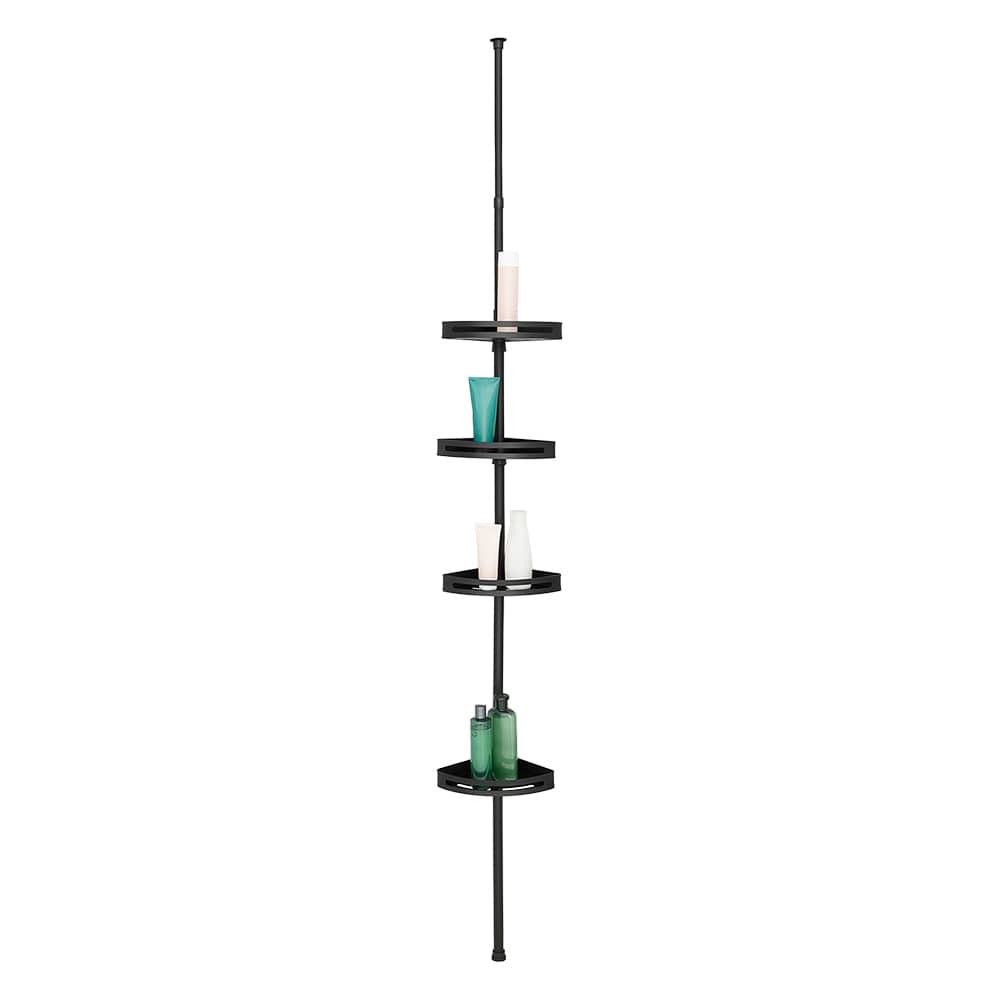 TASSILI Adjustable Shower Storage Tower Black