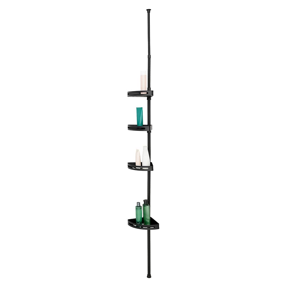 TASSILI Adjustable Shower Storage Tower Black