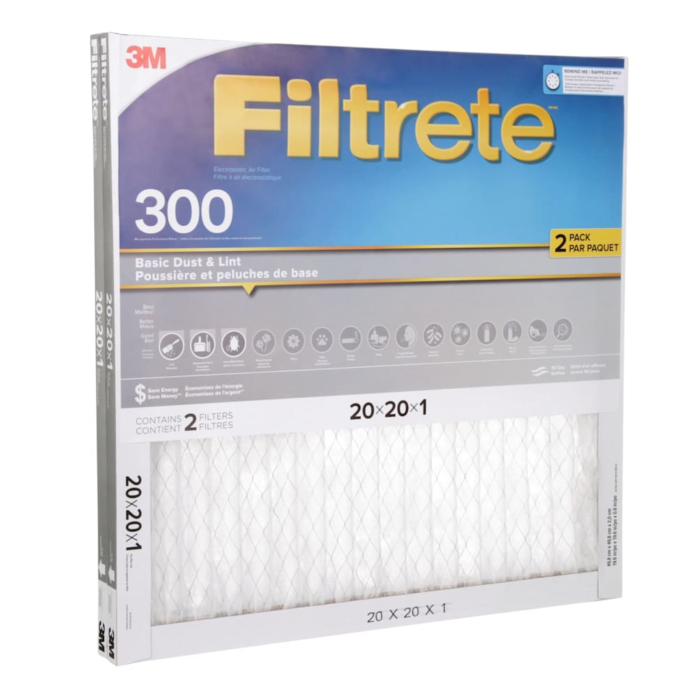 Filtre à fournaise Filtrete 300, 20&nbsp;po&nbsp;x&nbsp;20&nbsp;po Pqt/2 3M