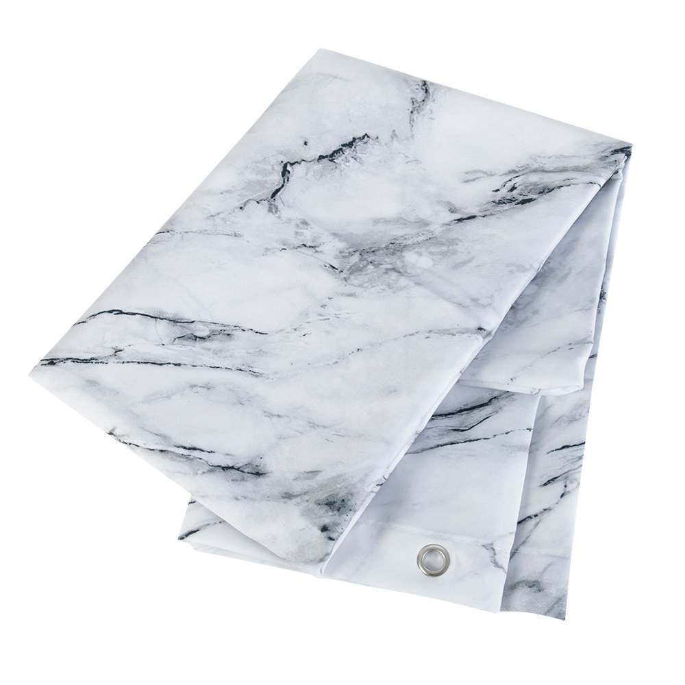 Marble-Print Fabric Shower Curtain