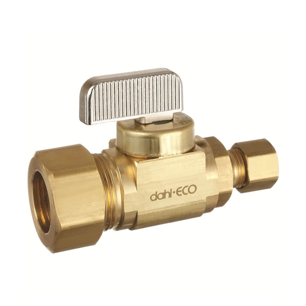 Robinet droit en laiton 5/8&nbsp;po&nbsp;OD&nbsp;x&nbsp;1/4&nbsp;po&nbsp;OD compression DAHL