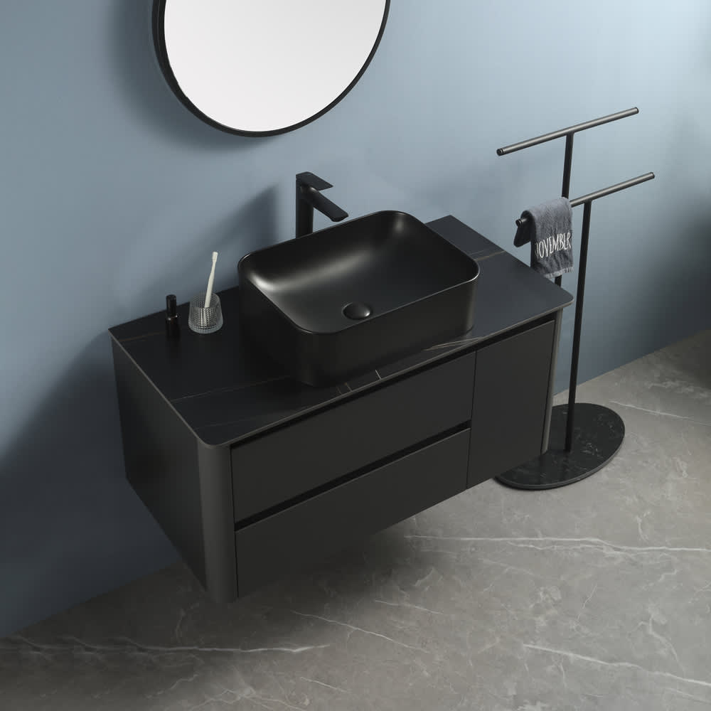 Vasque rectangulaire en porcelaine Louane noir 19 7/8&nbsp;po&nbsp;x&nbsp;14&nbsp;15/16 po TASSILI SUPRA