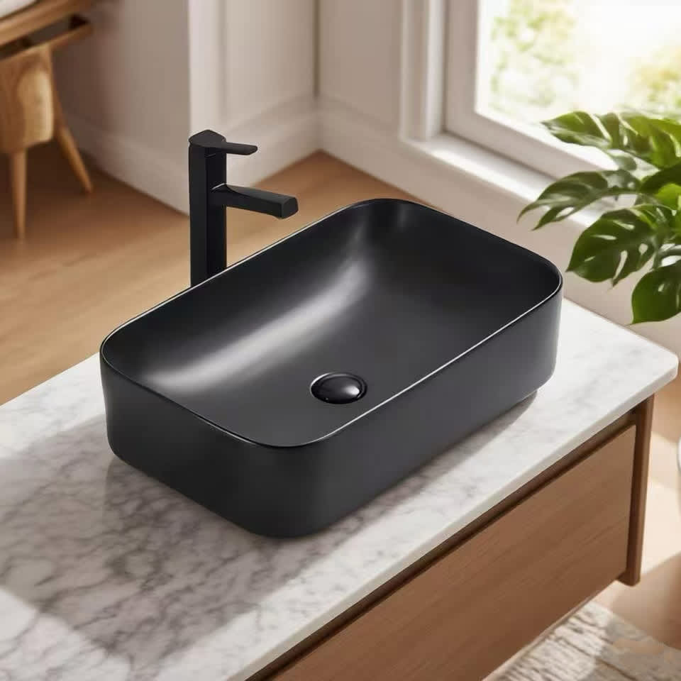 Vasque rectangulaire en porcelaine Louane noir 19 7/8&nbsp;po&nbsp;x&nbsp;14&nbsp;15/16 po TASSILI SUPRA