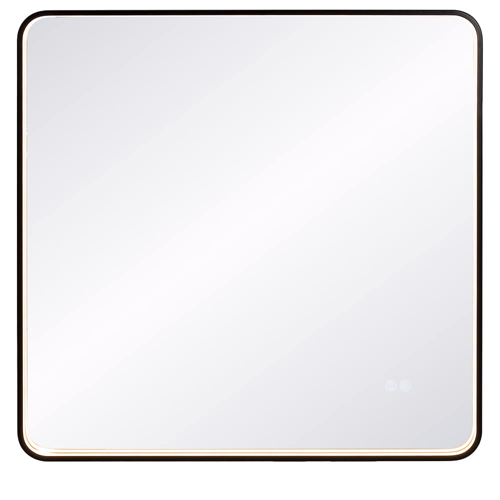 Miroir lumineux à DEL avec cadre en aluminium noir 31 1/2 po x 31 1/2 po TASSILI SUPRA