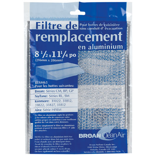 Filtre en aluminium pour hotte de cuisine 11 1/4 po x 8 1/2 po
