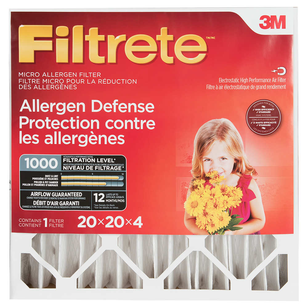 Filtre à fournaise Filtrete 1000, 20 po x 20 po x 4 po 3M