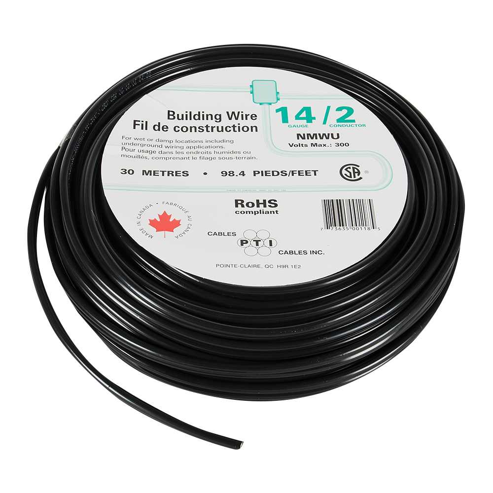 Fil électrique d'extérieur NMWU 14/2 noir 30&nbsp;m