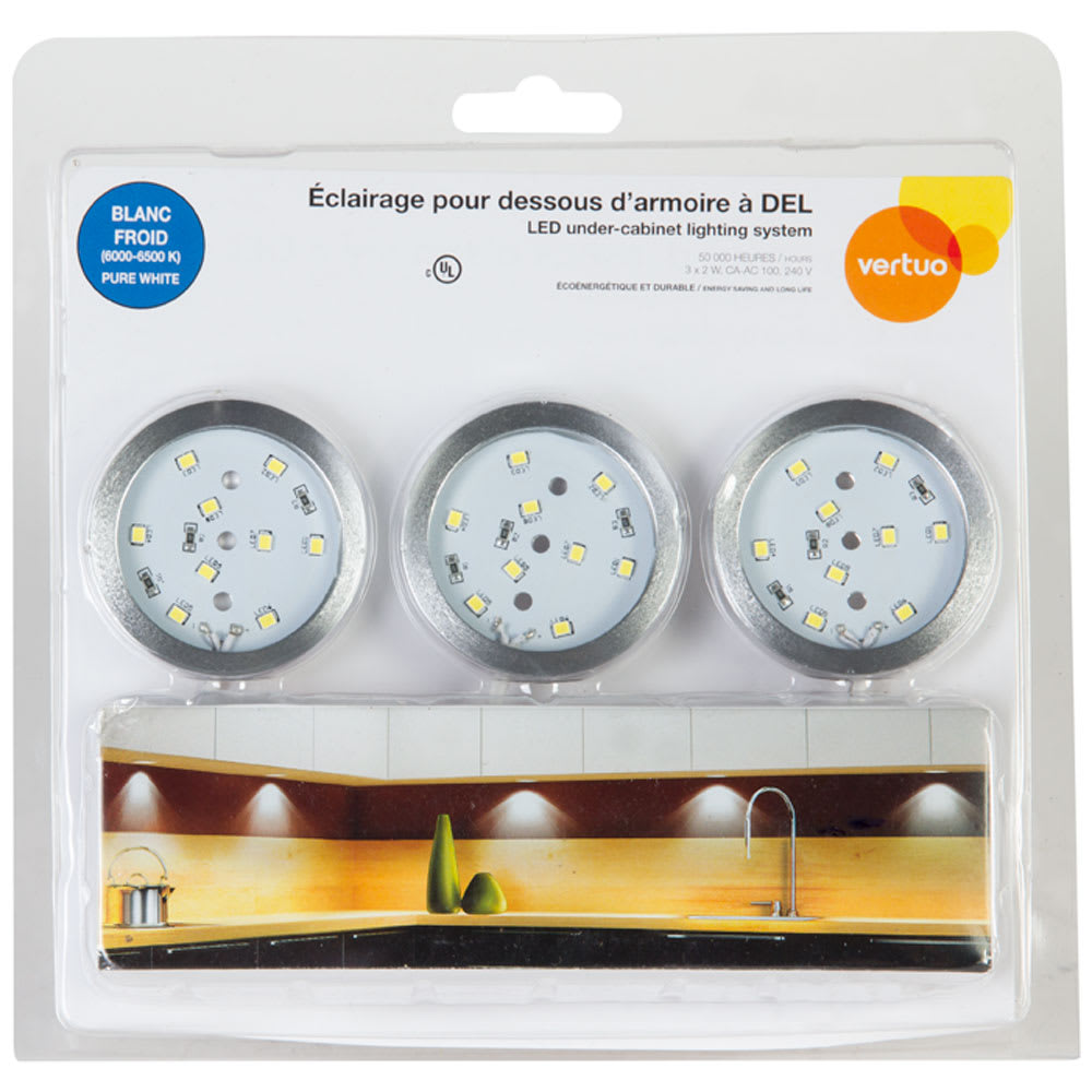 Rondelles d'éclairage à DEL blanc froid Pqt/3 VERTUO