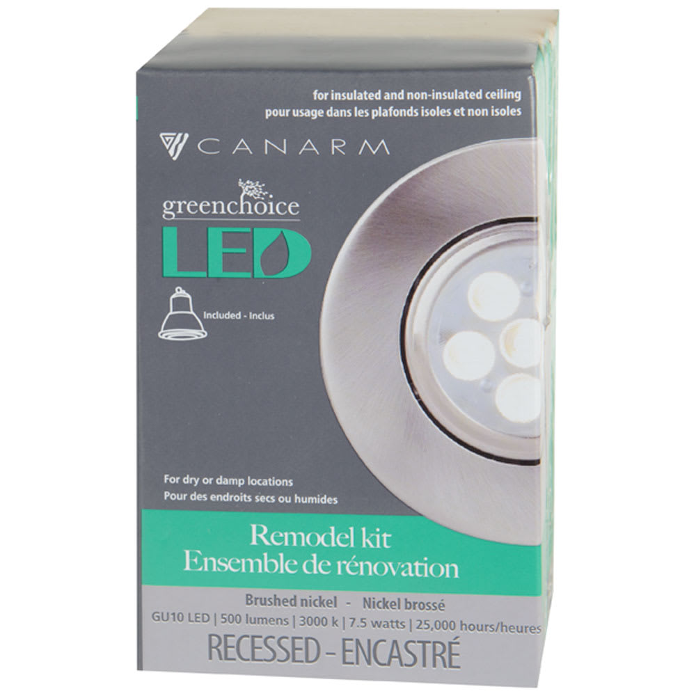 Encastré DEL nickel brossé 3 po