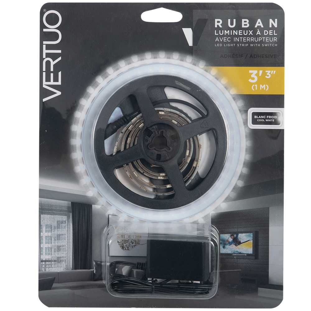 Ruban lumineux à DEL blanc froid 3&nbsp;pi VERTUO